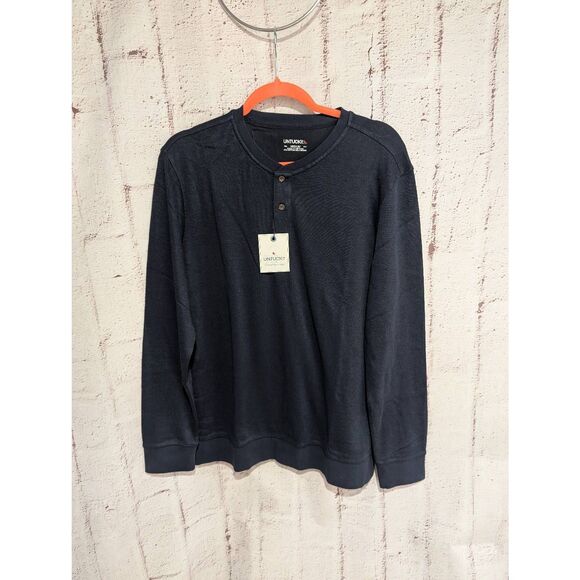 UNTUCKit Men's‎ Navy Long Sleeve Ribbed Veneroso Henley Shirt sz M Medium NWT - Picture 1 of 11